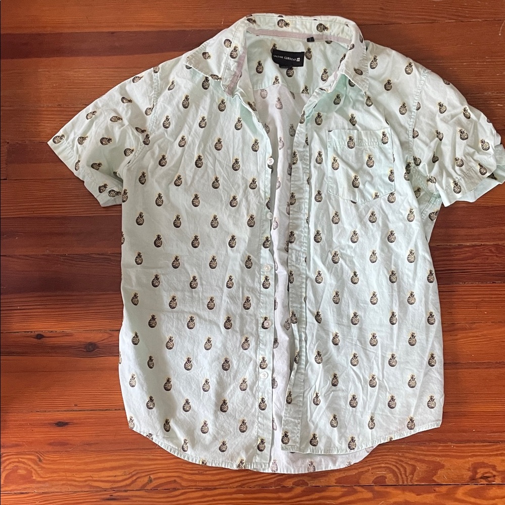 Ocean Current Mint Green Short-Sleeve Pineapple Print Button-Up Shirt